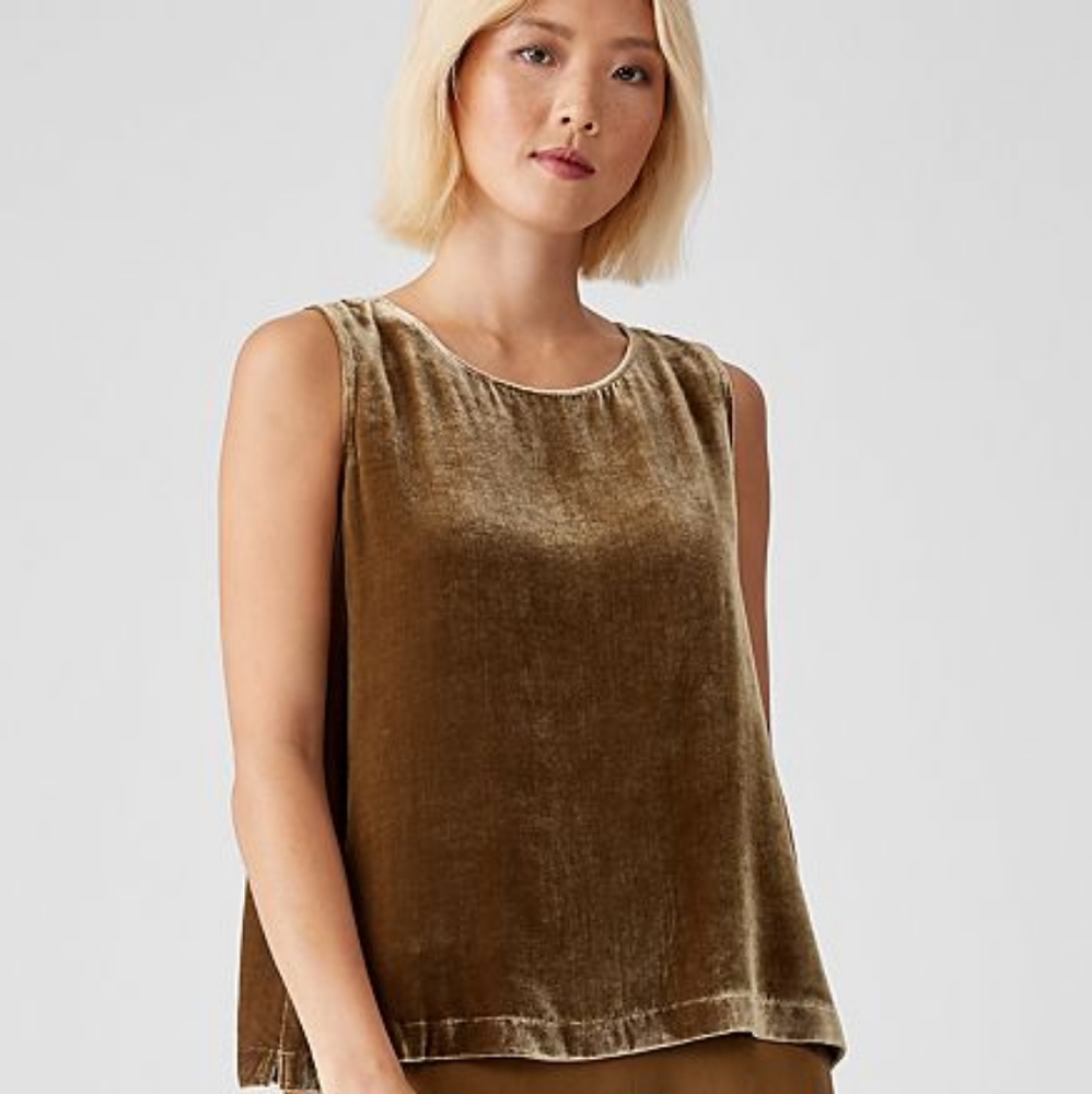 NWT Eileen Fisher Velvet Round Neck Shell, Size Medium